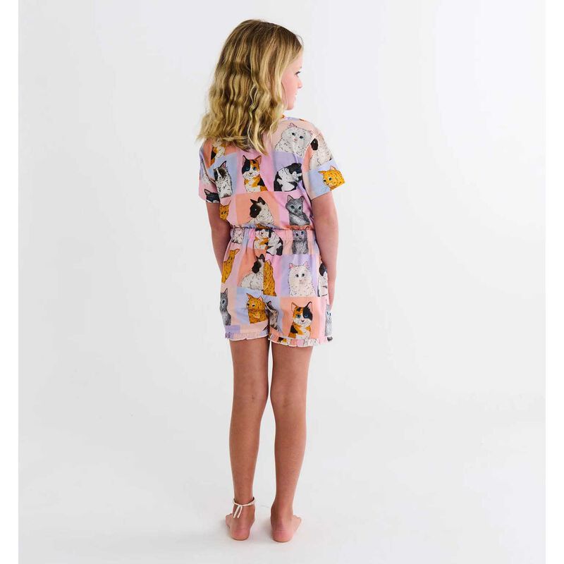 Kip&Co Kitty Cat Organic Cotton Short Sleeve Tee & Frill Short PJ Set image number 2
